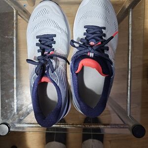 New Balance Navy and Gray Shoes with Red Highlights